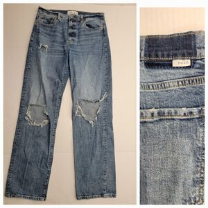 DAZE Jeans 28x32 Tough Love Slouchy High Rise Straight Distressed Destroyed Y2K